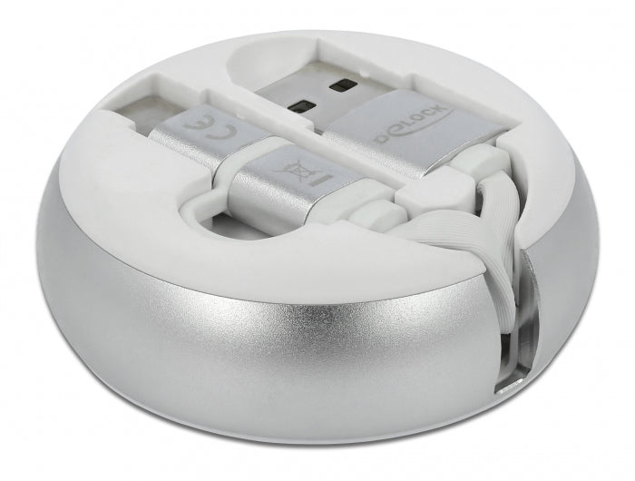 DeLOCK USB-Kabel – USB-A auf USB-C/Micro-USB-B – USB 2.0 (480 Mbit/s) – 0,92 m – Weiss/Silber