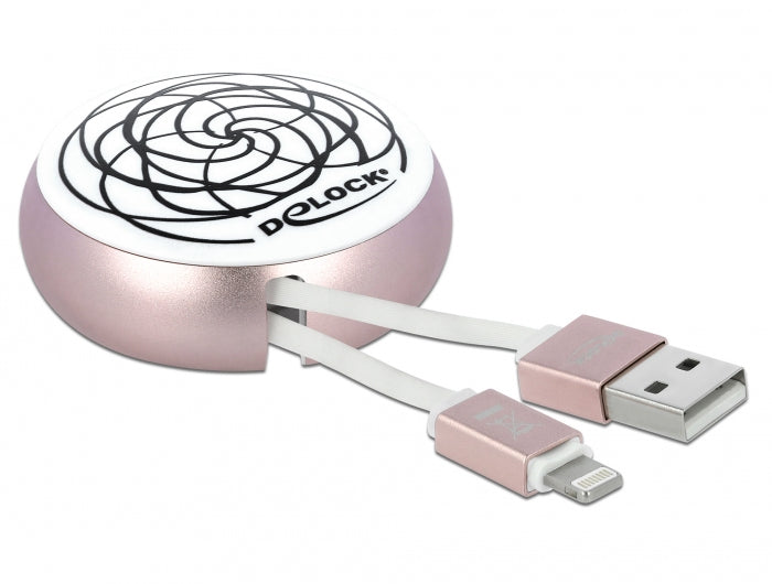 DeLOCK Kabel – USB-A auf Lightning 0,92 m, 10,5 W, aufrollbar – für iPhone/iPad