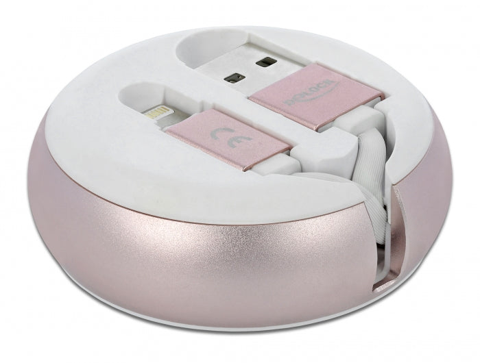 DeLOCK Kabel – USB-A auf Lightning 0,92 m, 10,5 W, aufrollbar – für iPhone/iPad