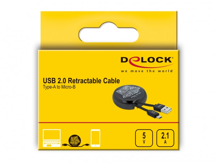 DeLOCK USB 2.0 Aufrollkabel A-MicroB – Schwarz