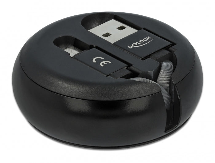 DeLOCK USB 2.0 Aufrollkabel A-MicroB – Schwarz