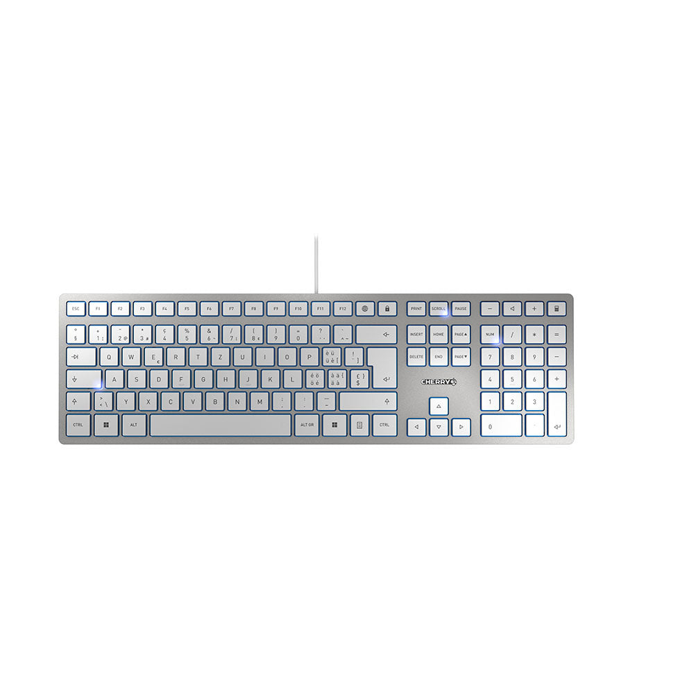 CHERRY KC 6000 SLIM – Tastatur, kabelgebunden (USB), Fullsize (mit Ziffernblock), Silber