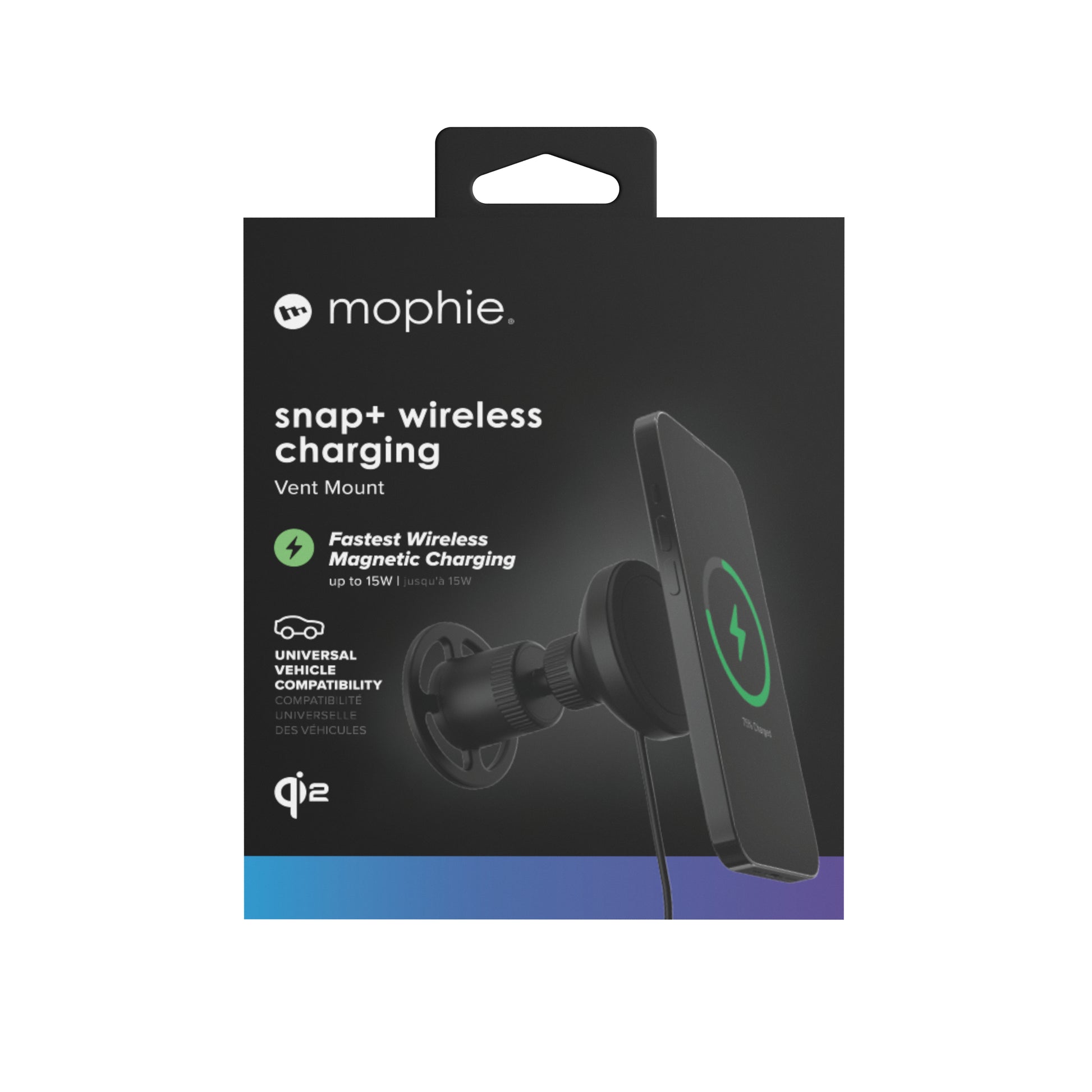 mophie Ventmount Snap+ Ladegerät (Qi2) – 15 W – für Qi2- und MagSafe-kompatible Smartphones