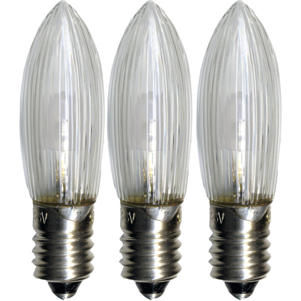 Star Trading LED-Leuchtmittel E10 Kerzenform – Warmweiss 2100 K, 5 lm, 0,2 W – 3 Stk. – Klar