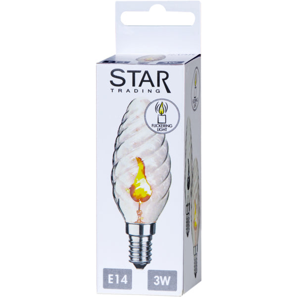 Star Trading Leuchtmittel E14 Kerzenform – Warmweiss, 20 lm, 3 W – Flammeneffekt – 1 Stk.