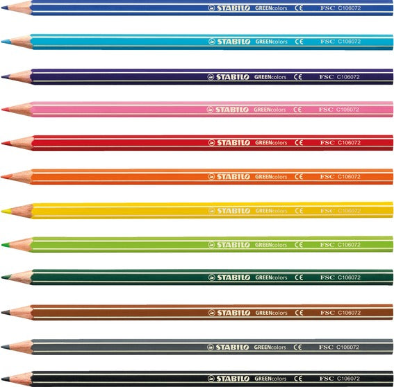 STABILO Buntstifte GREENcolors ARTY – Sechskant, Minen-Ø 2,2 mm, 12 Farben, in Kartonetui