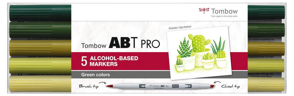 Tombow Filzstifte ABT PRO Dual Brush Pen, 5 Stk.