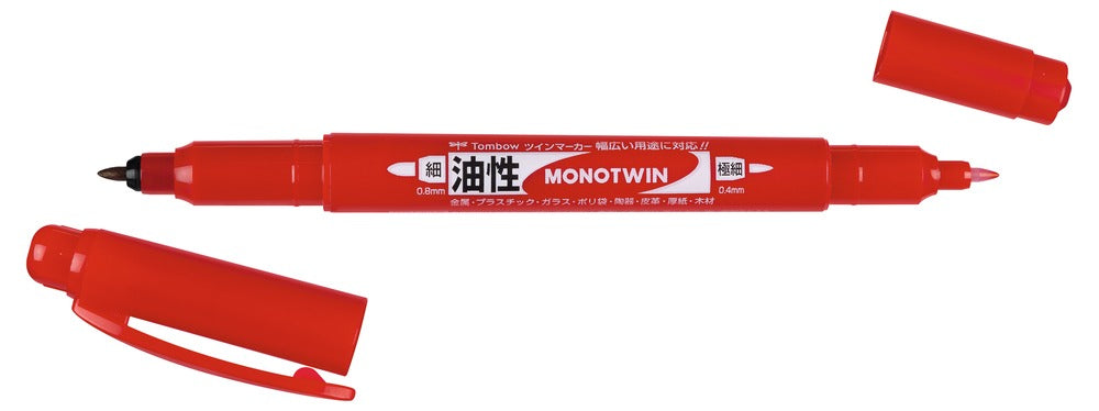 Tombow MONO twin Permanentmarker – Doppeltspitze 0,4/0,8 mm – Schwarz, Blau, Rot – 3er-Set
