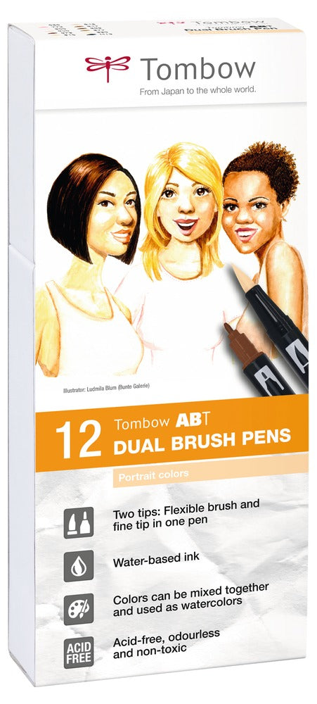 Tombow Filzstifte ABT Dual Brush Pen, Strichbreite 0,3–10 mm, 12 Stk.