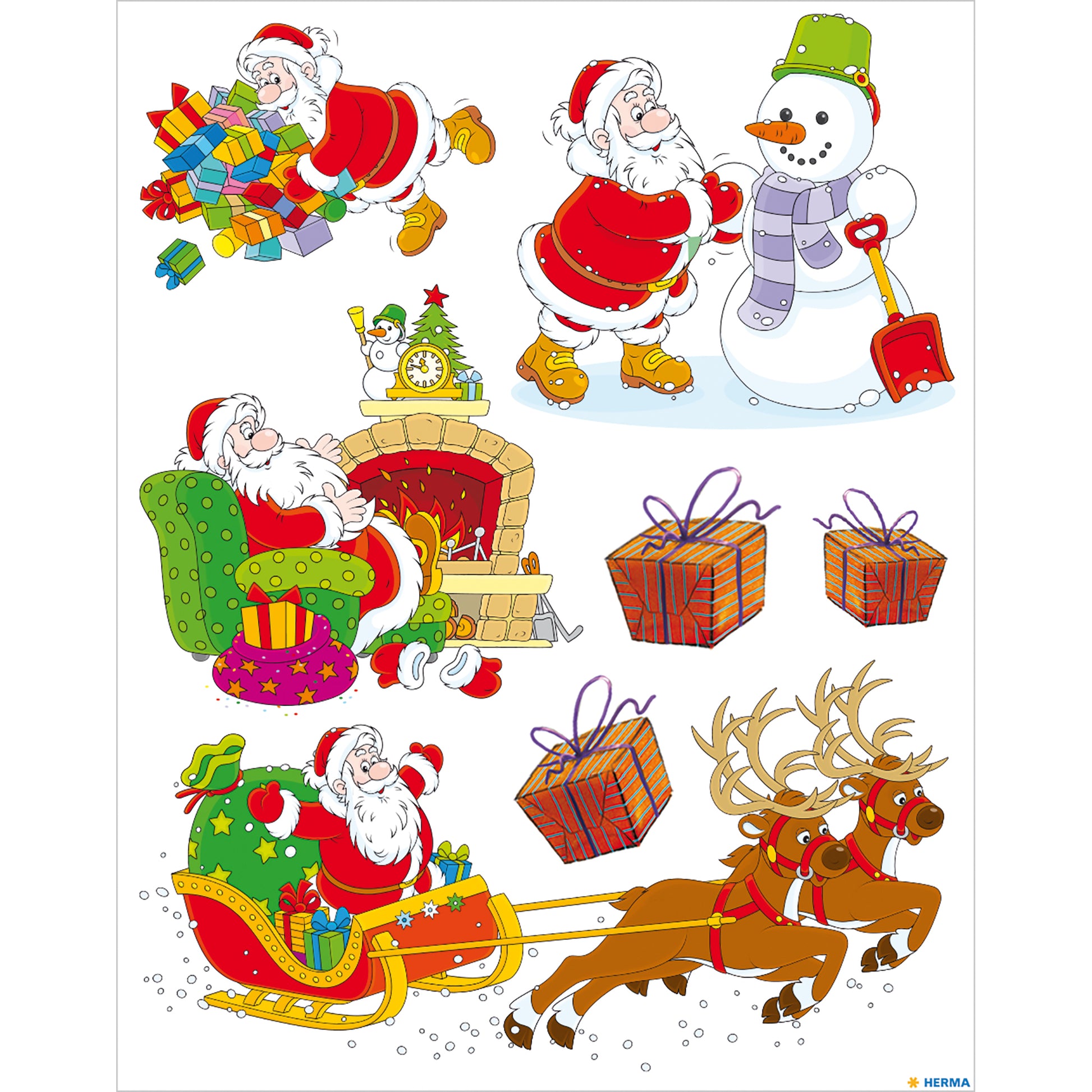 HERMA Fliesensticker Fröhlicher Weihnachtsmann, sortiert, 21 × 29,7 cm, wiederverwendbar, 1 Stück