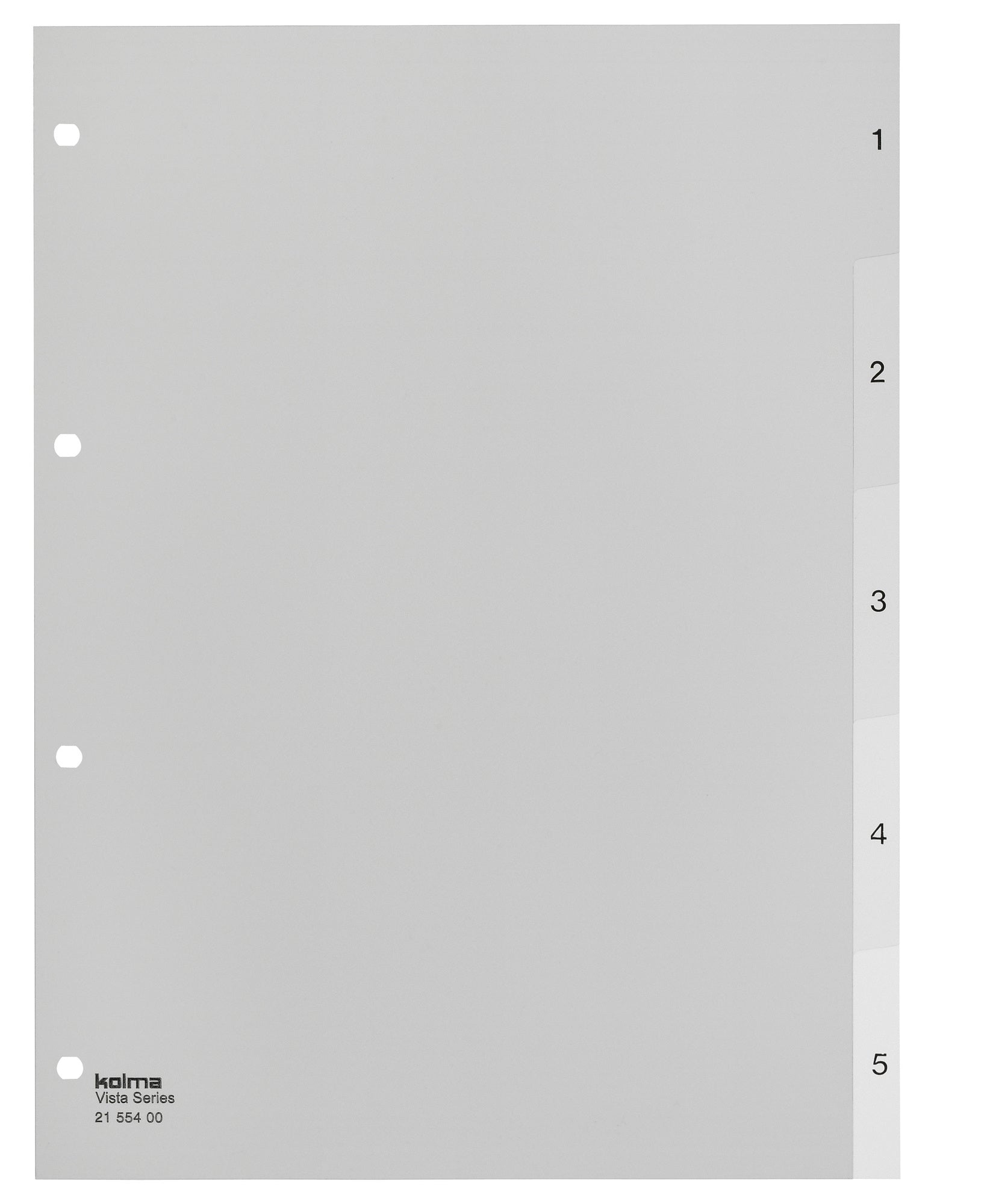 Kolma Vista Register – A4, 5-teilig, PP, transparent, vorgedruckt, 4-fach Lochung, für A4 hoch