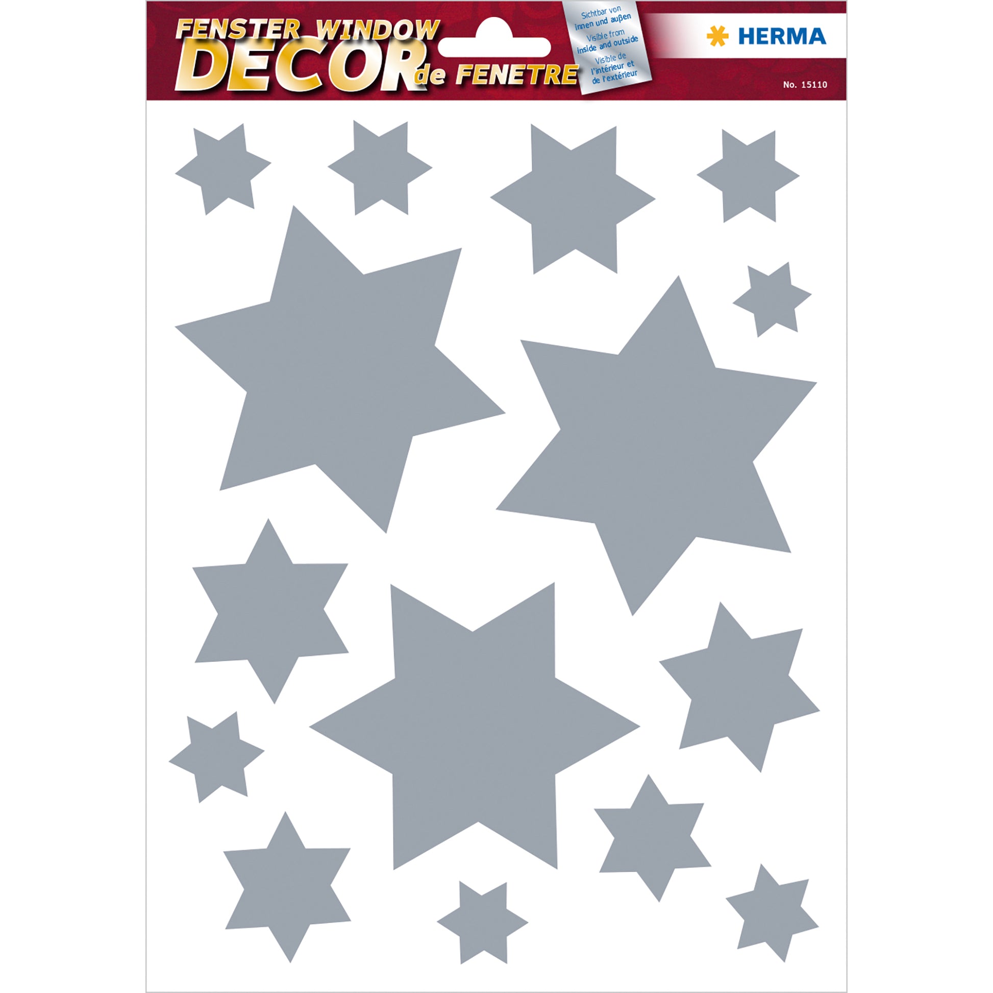 HERMA Fliesensticker Sterne, silber, A4, wiederablösbar, repositionierbar, 1 Stück