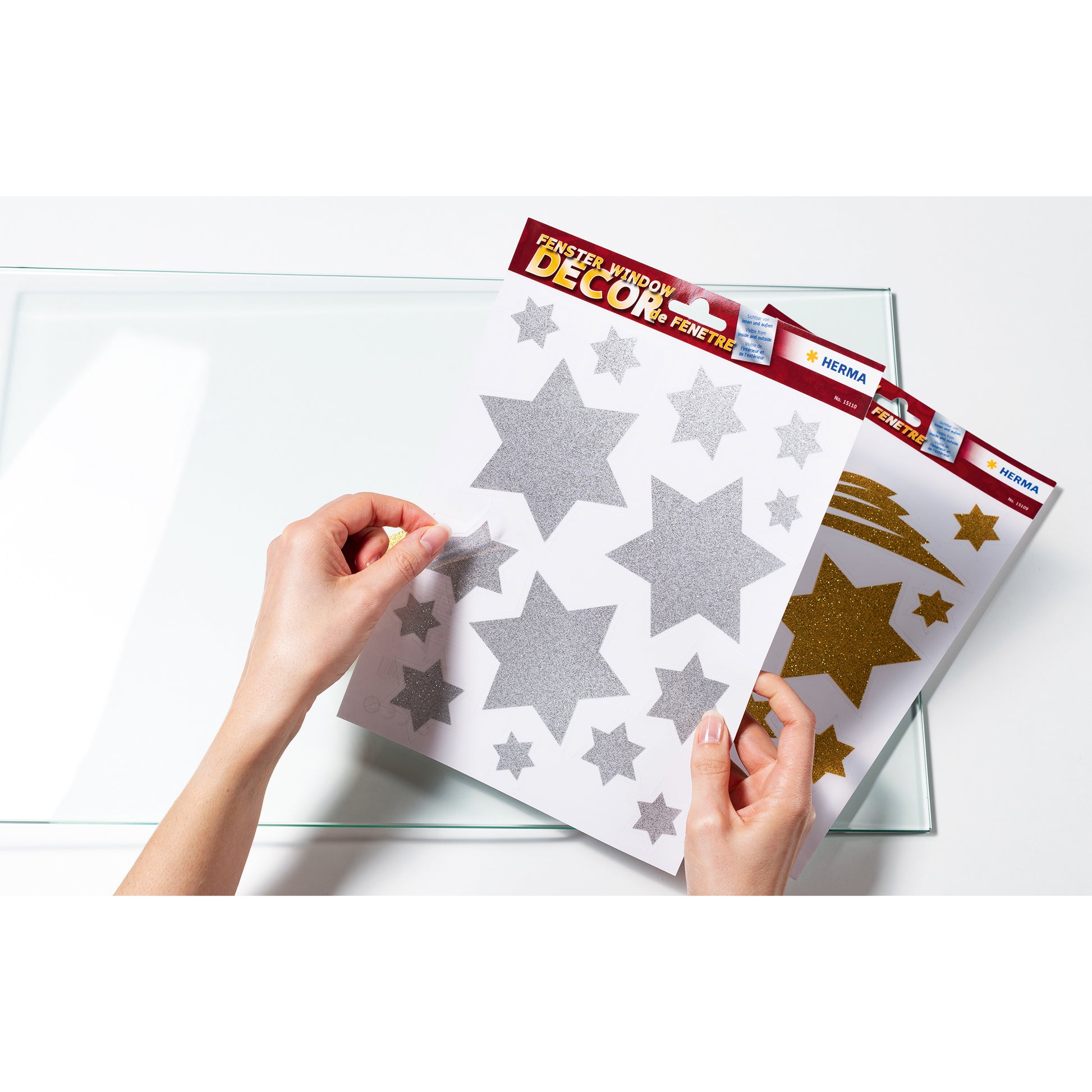HERMA Fliesensticker Sterne, silber, A4, wiederablösbar, repositionierbar, 1 Stück