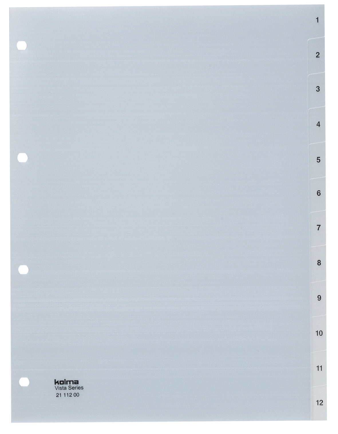 Kolma Register – A4, 12-teilig, PP, transparent, vorgedruckt, 4-fach Lochung