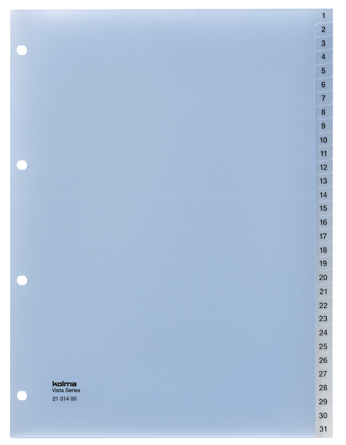 Kolma Vista Register – A4, 31-teilig, PP, transparent, vorgedruckt, 4-fach Lochung, für A4