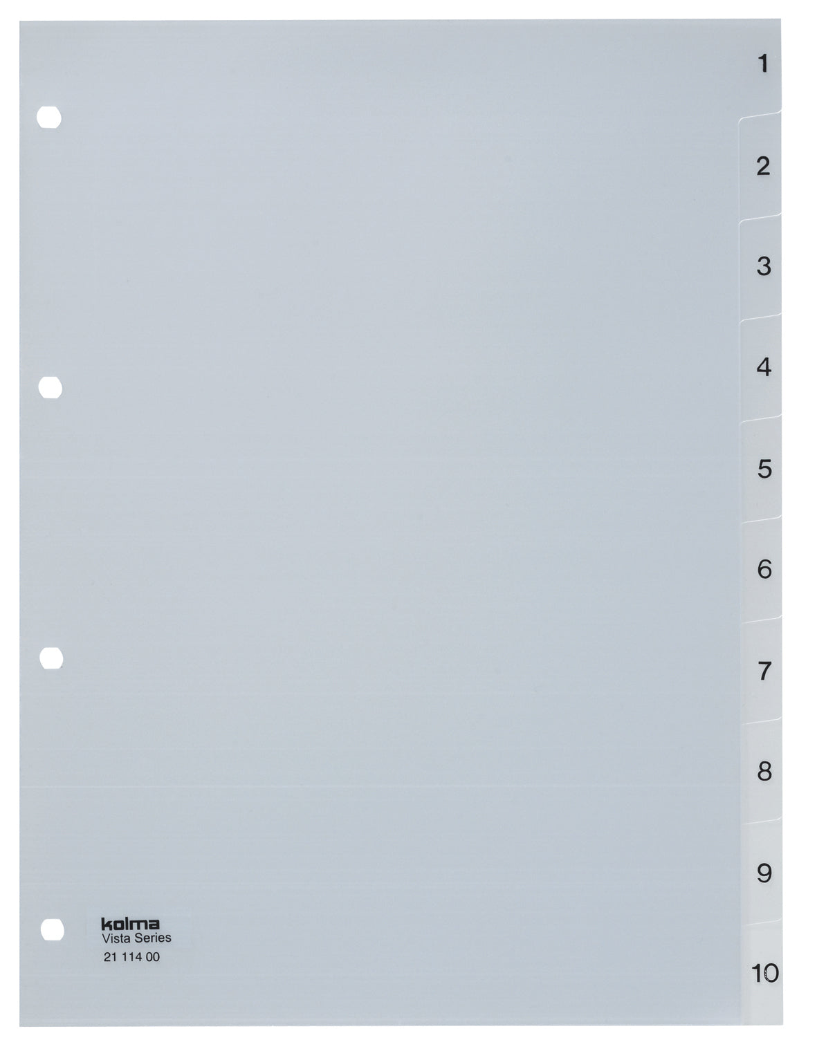 Kolma Register – A4, 10-teilig, PP, transparent, vorgedruckt, 4-fach Lochung, für A4-Ordner