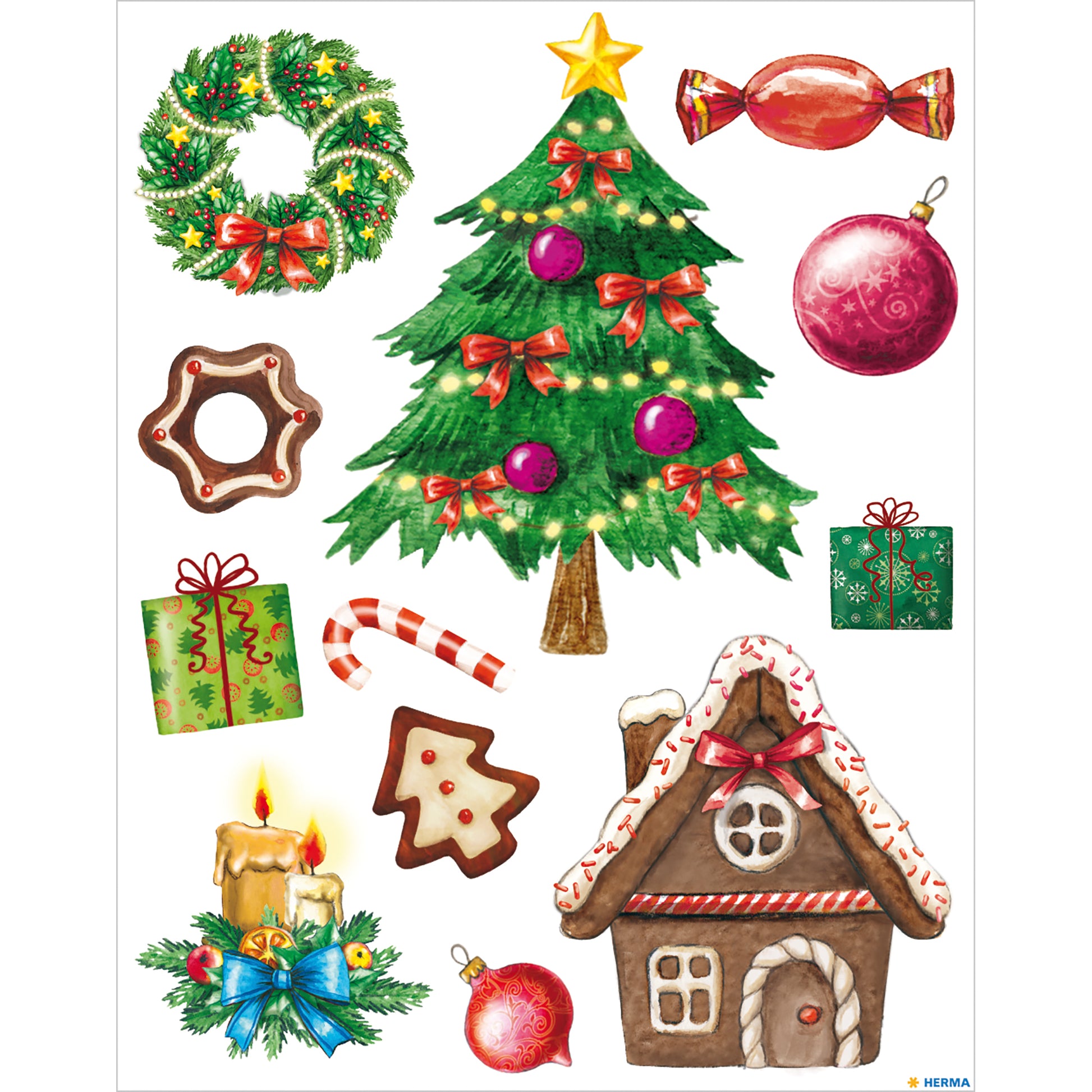 HERMA Fliesensticker Weihnachtszeit, sortiert, 21 × 29,7 cm, wiederablösbar, 1 Blatt