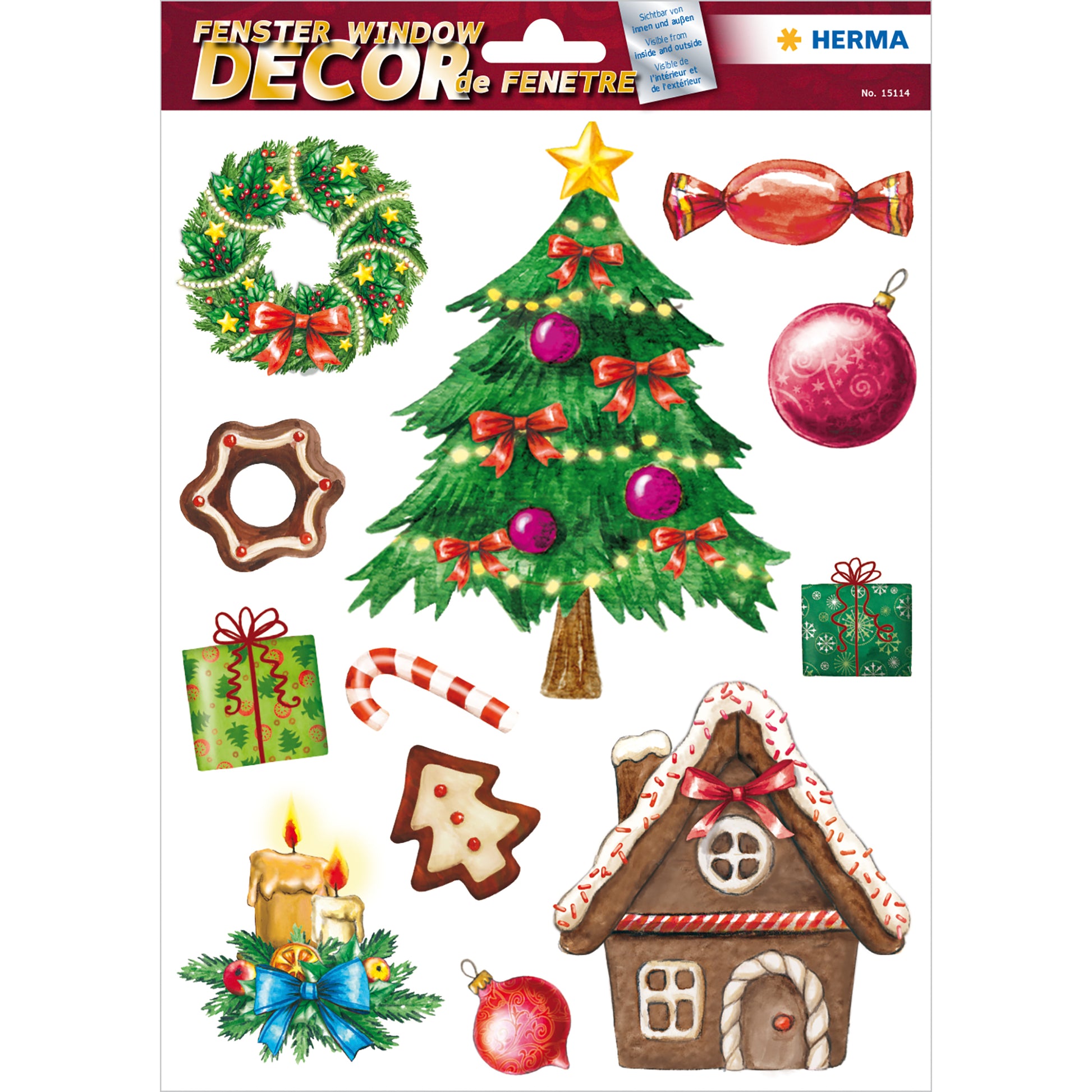 HERMA Fliesensticker Weihnachtszeit, sortiert, 21 × 29,7 cm, wiederablösbar, 1 Blatt