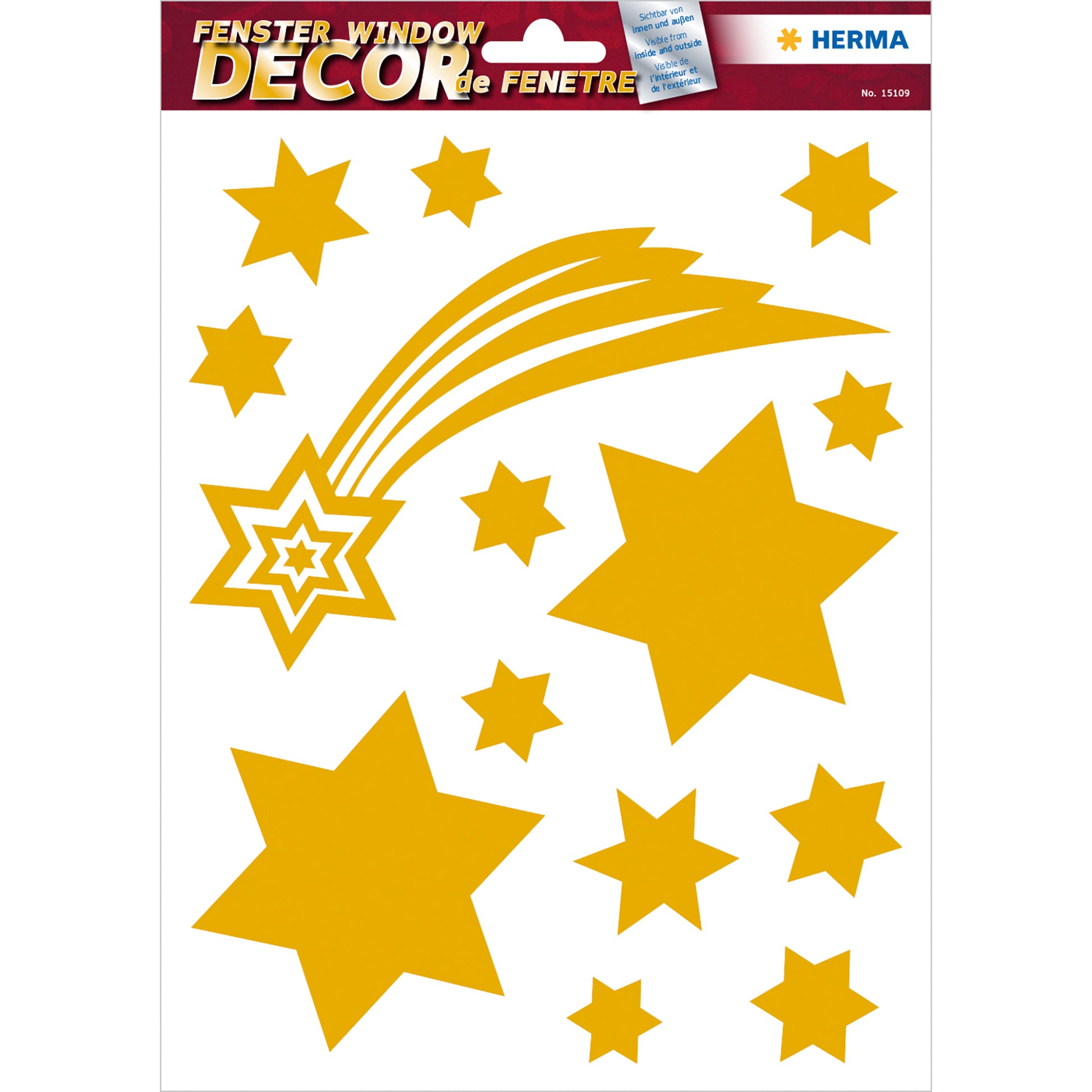 HERMA Fliesensticker Sterne, gold, 21 × 29,7 cm, wiederablösbar, repositionierbar, abwaschbar, 1 Stück