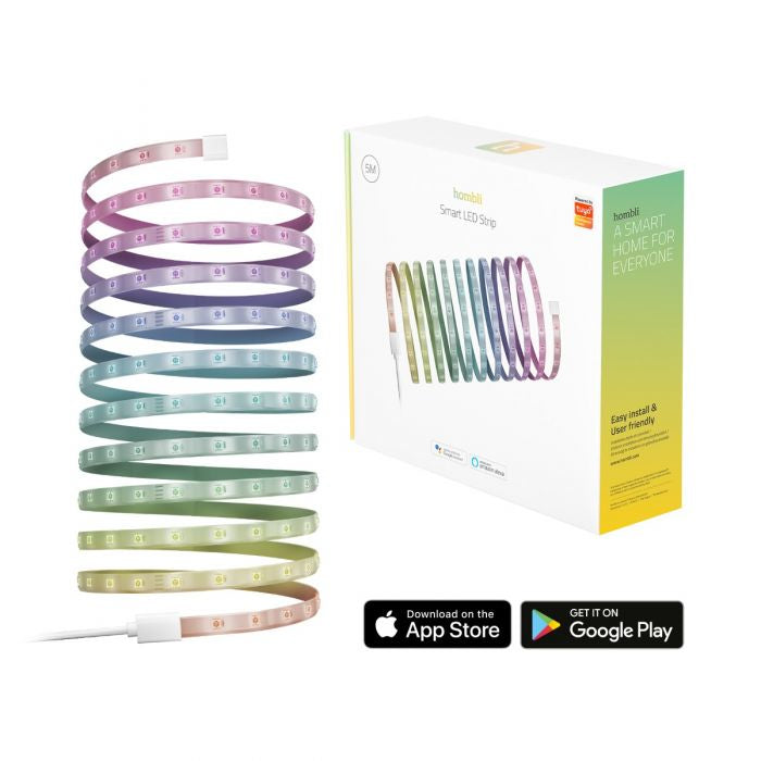 Hombli LED-Strip 5 m – WLAN, für Amazon Alexa & Google Assistant – mehrfarbig (RGB), 2'000–6'500 K
