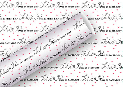 Braun + Company Geschenkpapier – Schön, dass es dich gibt – gestrichenes Papier – 700 × 2000 mm – 2 Stk.