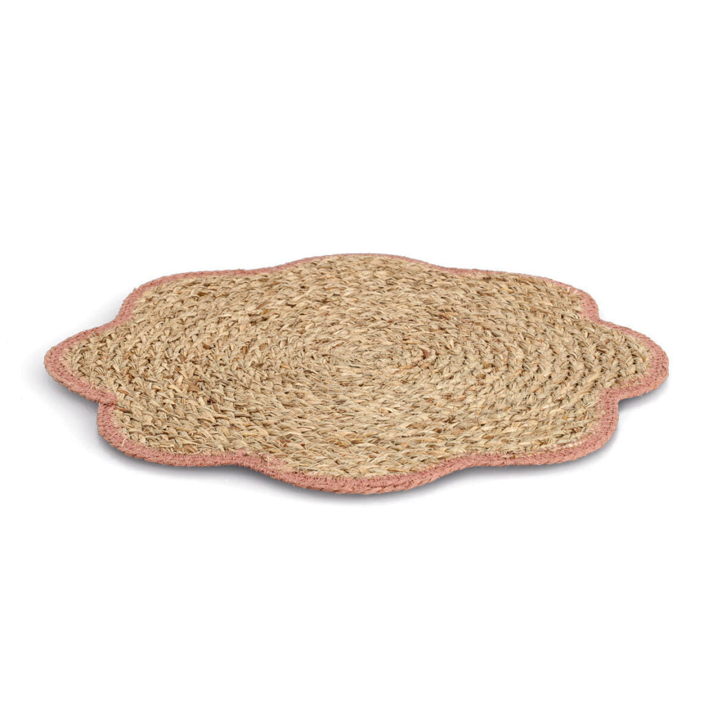 Zeller Present Tischset – Ø 38 cm, Seegras, Altrosa, Grasgeflecht