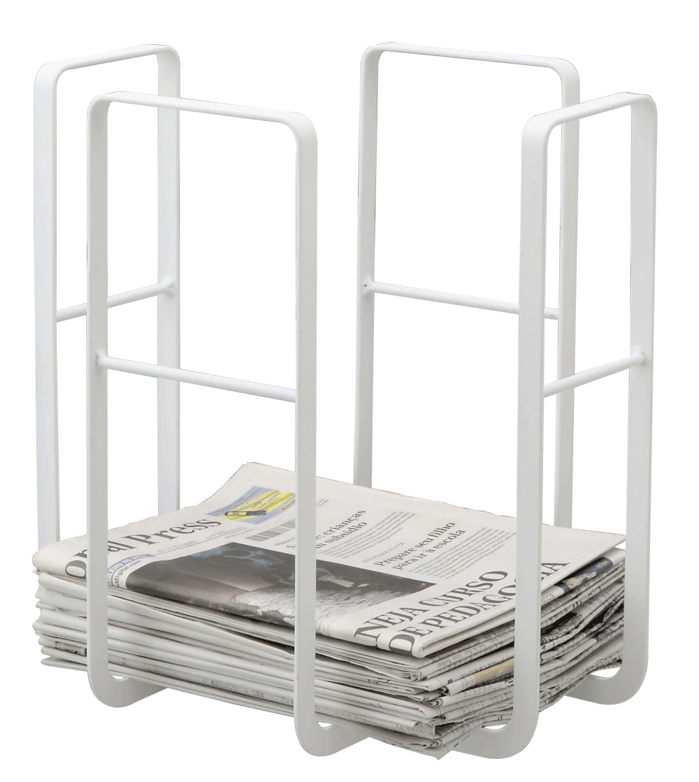 Yamazaki News Rack Tower 6471 Zeitschriftenständer – Metall – Weiss – 350 × 275 × 350 mm