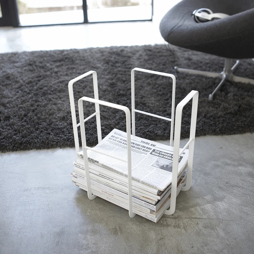 Yamazaki News Rack Tower 6471 Zeitschriftenständer – Metall – Weiss – 350 × 275 × 350 mm