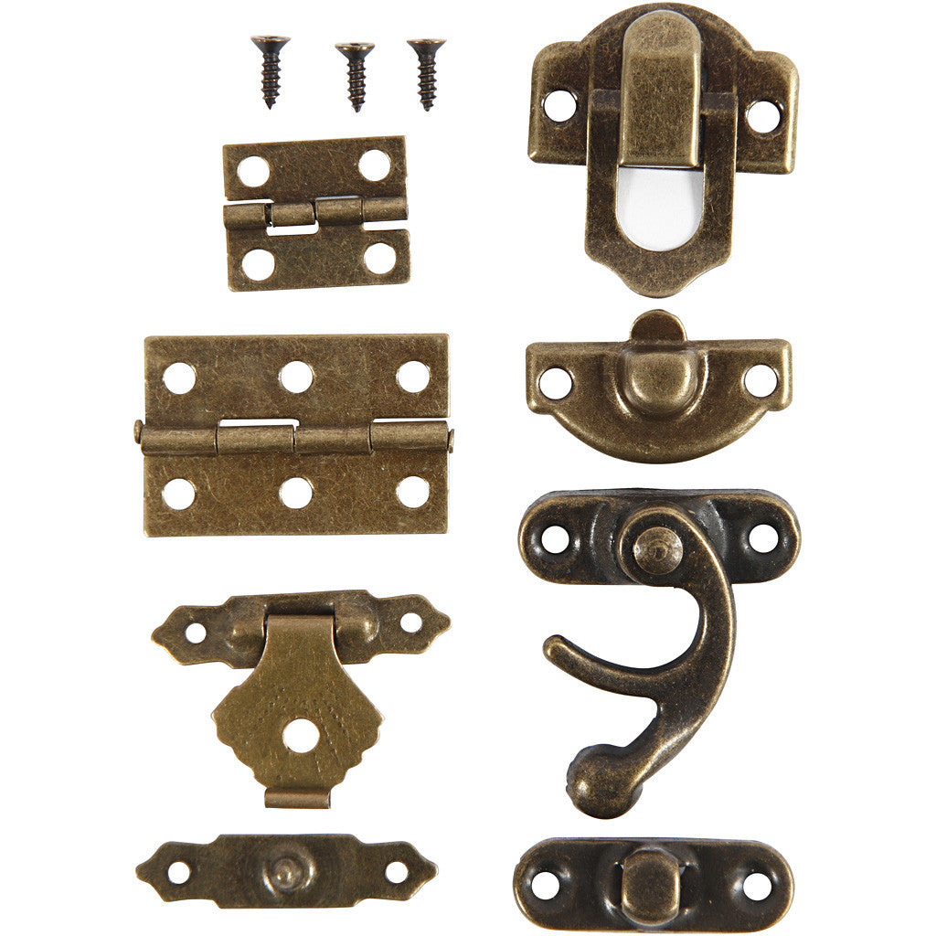 Creativ Company Beschläge-Set – 16 × 19 mm, 21,5 × 31 mm, Antikgold