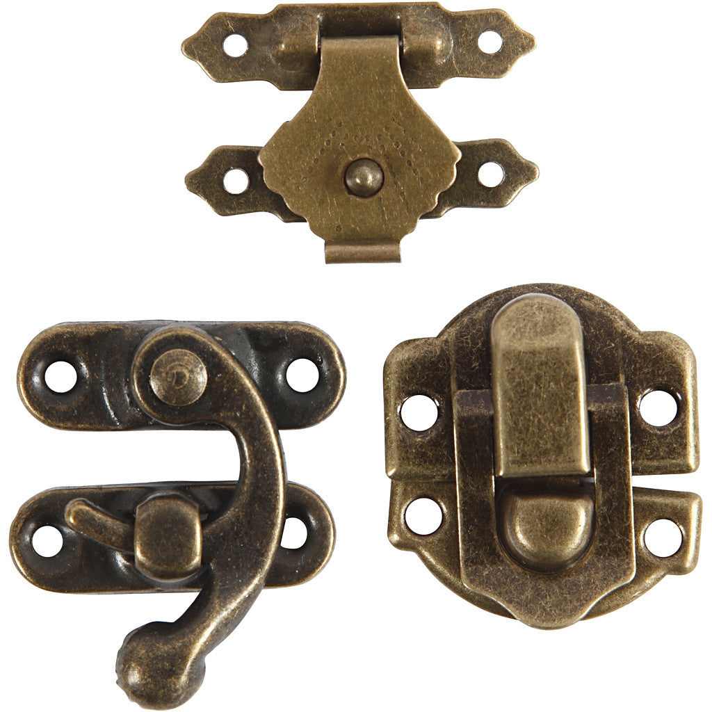 Creativ Company Beschläge-Set – 16 × 19 mm, 21,5 × 31 mm, Antikgold