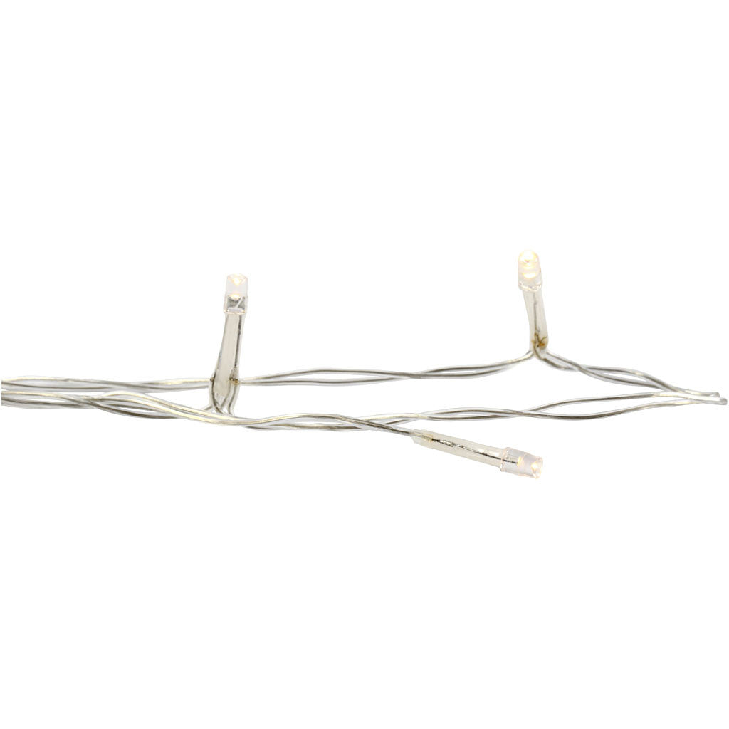 Creativ Company Lichterkette – Starterset, 3,15 m, 20 LEDs, Warmweiss, Transparent, Batteriebetrieb (2× AA)