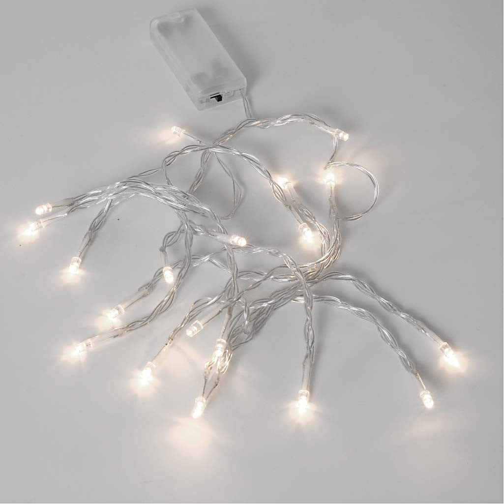 Creativ Company Lichterkette – Starterset, 3,15 m, 20 LEDs, Warmweiss, Transparent, Batteriebetrieb (2× AA)