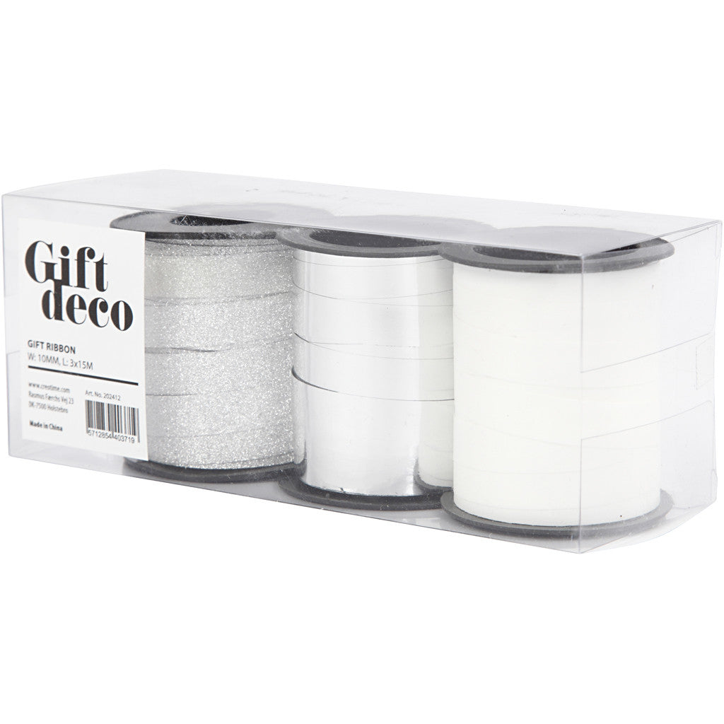 Creativ Company Geschenkband Silber – 10 mm × 15 m