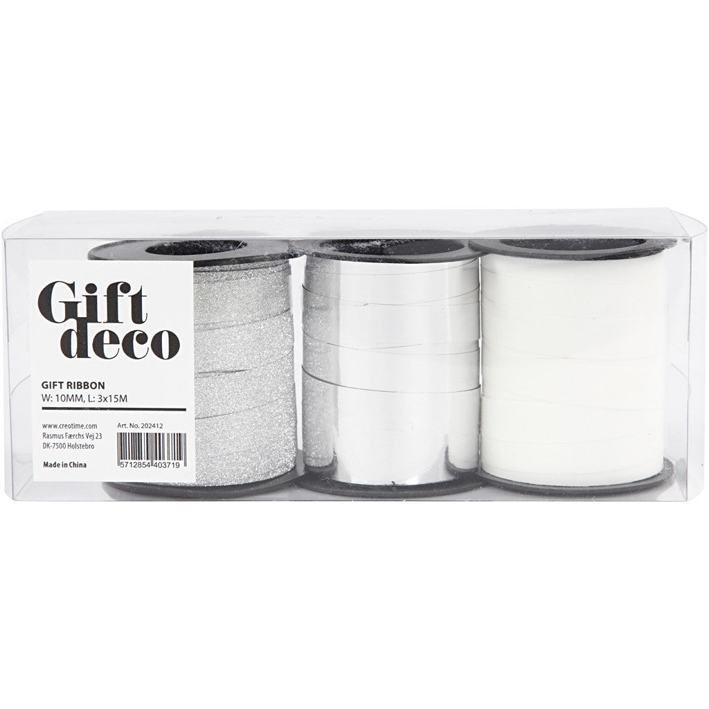 Creativ Company Geschenkband Silber – 10 mm × 15 m