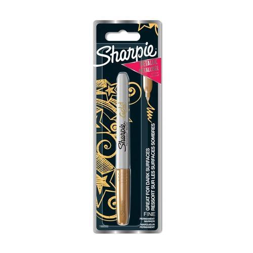 Sharpie 1986003 Permanentmarker Metallic – Feine Spitze 1,4 mm – Gold – für Glas, Metall und Kunststoff