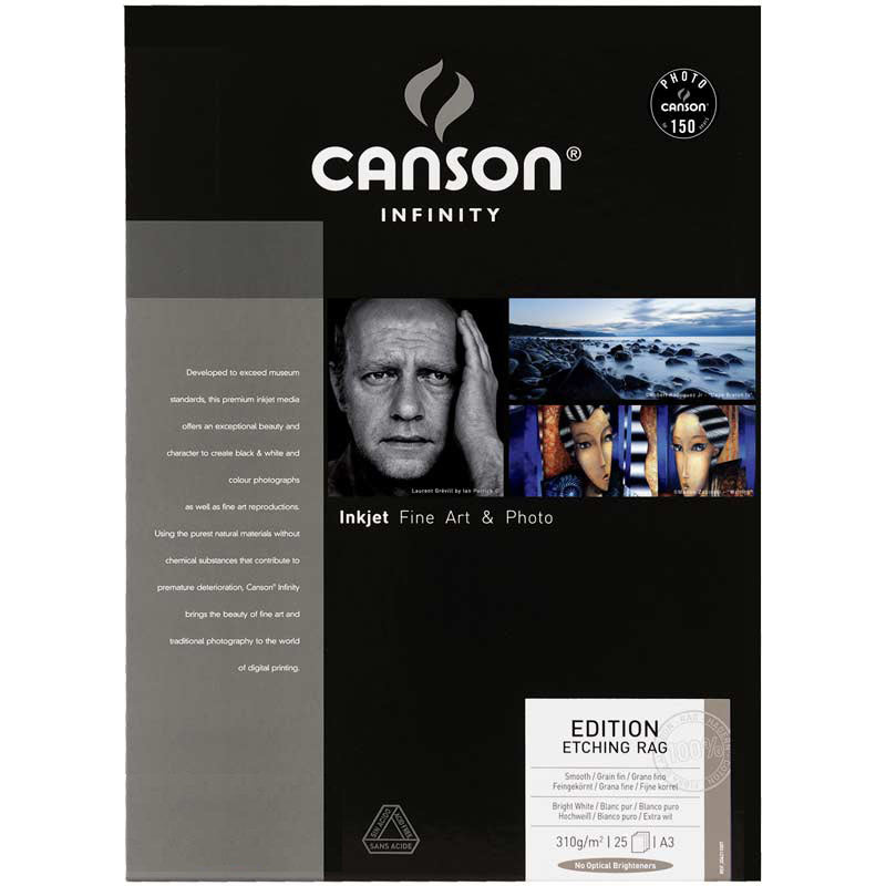 Canson Infinity Edition Etching Rag Fotopapier – matt, A3+, 310 g/m², 25 Blatt
