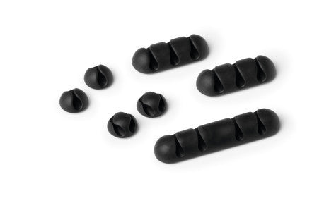 Durable Kabel-Clip – Kunststoff, Graphit, selbstklebend, biegeweich, für Telefon- und USB-Kabel bis Ø 5 mm