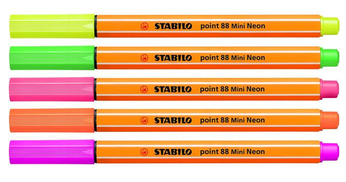 STABILO point 88 Mini Fineliner Set – 5 Stk., 0,4 mm, sortiert, belüftete Kappe