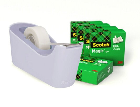 Scotch Tischabroller C18 – für Klebeband bis 19 mm × 38 m, inkl. 6 Rollen Magic, Kunststoff, Pack zu 6 Stück