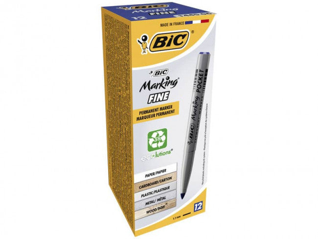 BIC ECOLUTIONS Permanentmarker – Rundspitze 1,1 mm – Schwarz – 12er-Pack