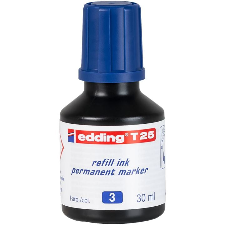Edding Nachfüllfarbe für Edding Permanent Marker – Blau, wasserfest, lichtbeständig, geruchsarm, 30 ml