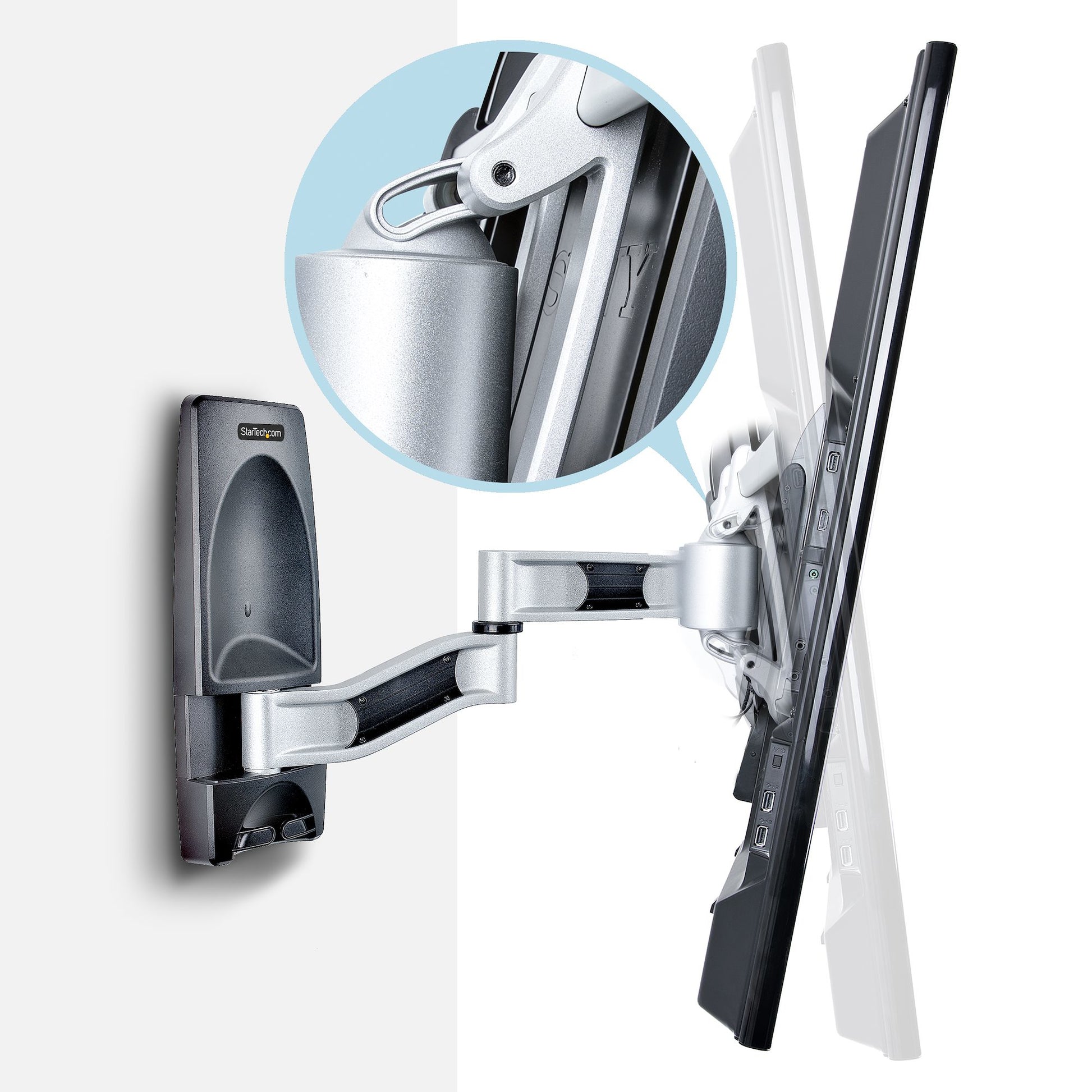 StarTech.com StarTech Wandhalterung – Vollbeweglich – 26–65" – VESA 200×100–400×400 – bis 45 kg, für TVs – Schwarz/Silber