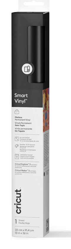 Cricut Vinylfolie Smart Permanent – 33 × 91,4 cm, schwarz, matt – 1 Rolle