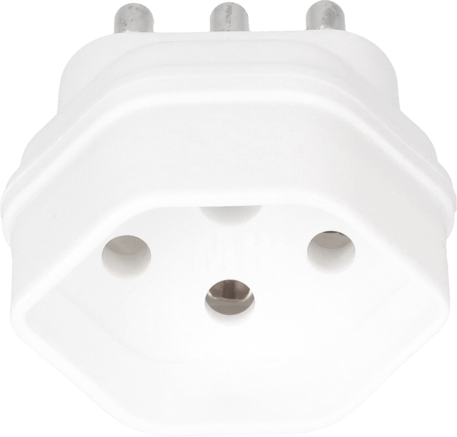 Max Hauri AG Reiseadapter – von Typ L (IT) zu T13 (EU) – geerdet – 45×25×70 mm – weiss – Kunststoff