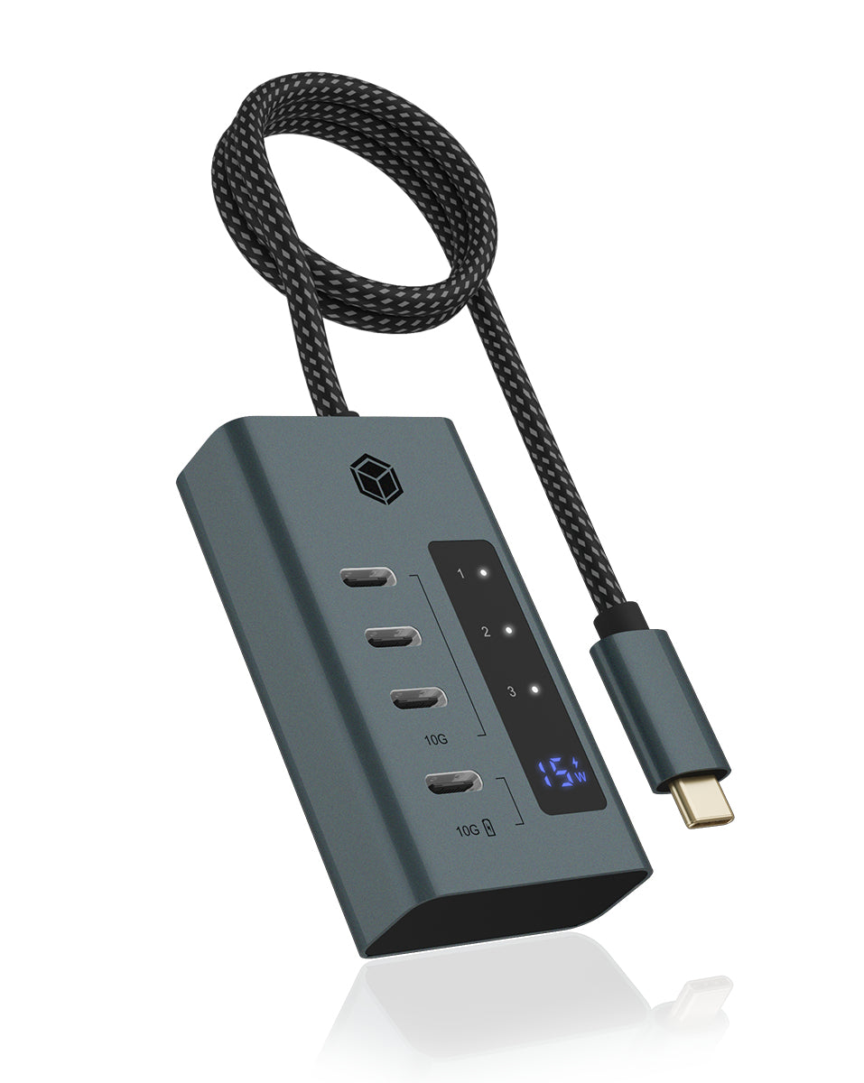 ICY BOX IB-HUB1454-C31 USB-Hub – USB-C, 4× USB-C, 20 W PD, für Windows/Mac