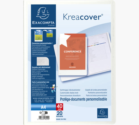 Exacompta Sichtbuch Kreacover, für A4, 20 Hüllen – Polypropylen (PP) – Weiss