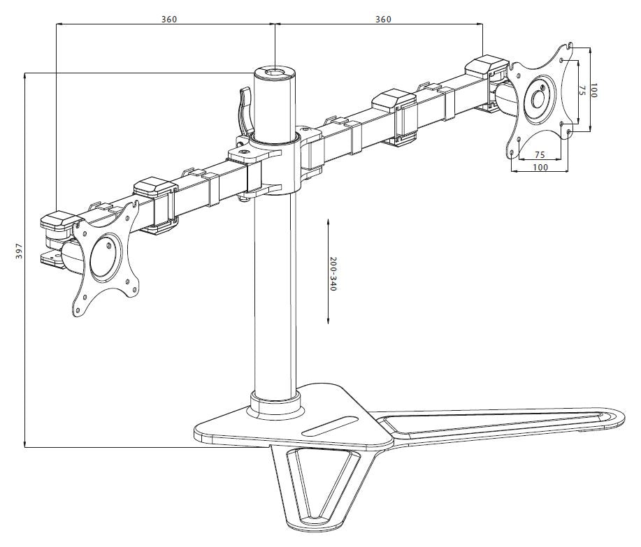 iiyama Monitorarm, Dual, Standfuss, bis 30", VESA 100 × 100 mm, 10 kg