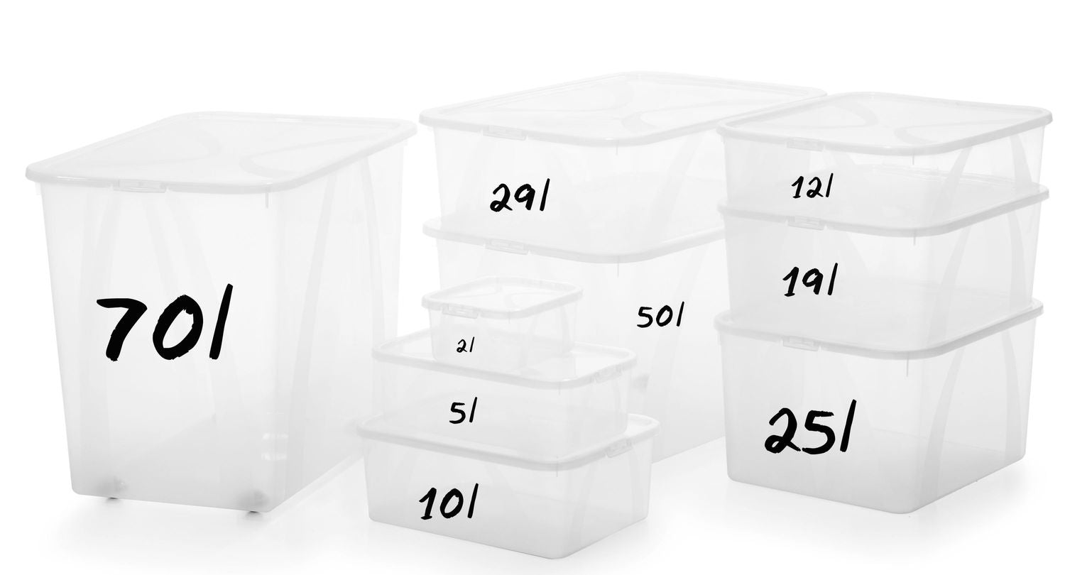 Rotho ARCO Aufbewahrungsbox Rechteckig 5 l 202 × 344 × 106 mm Polypropylen, Transparent – mit Deckel – 3er-Set