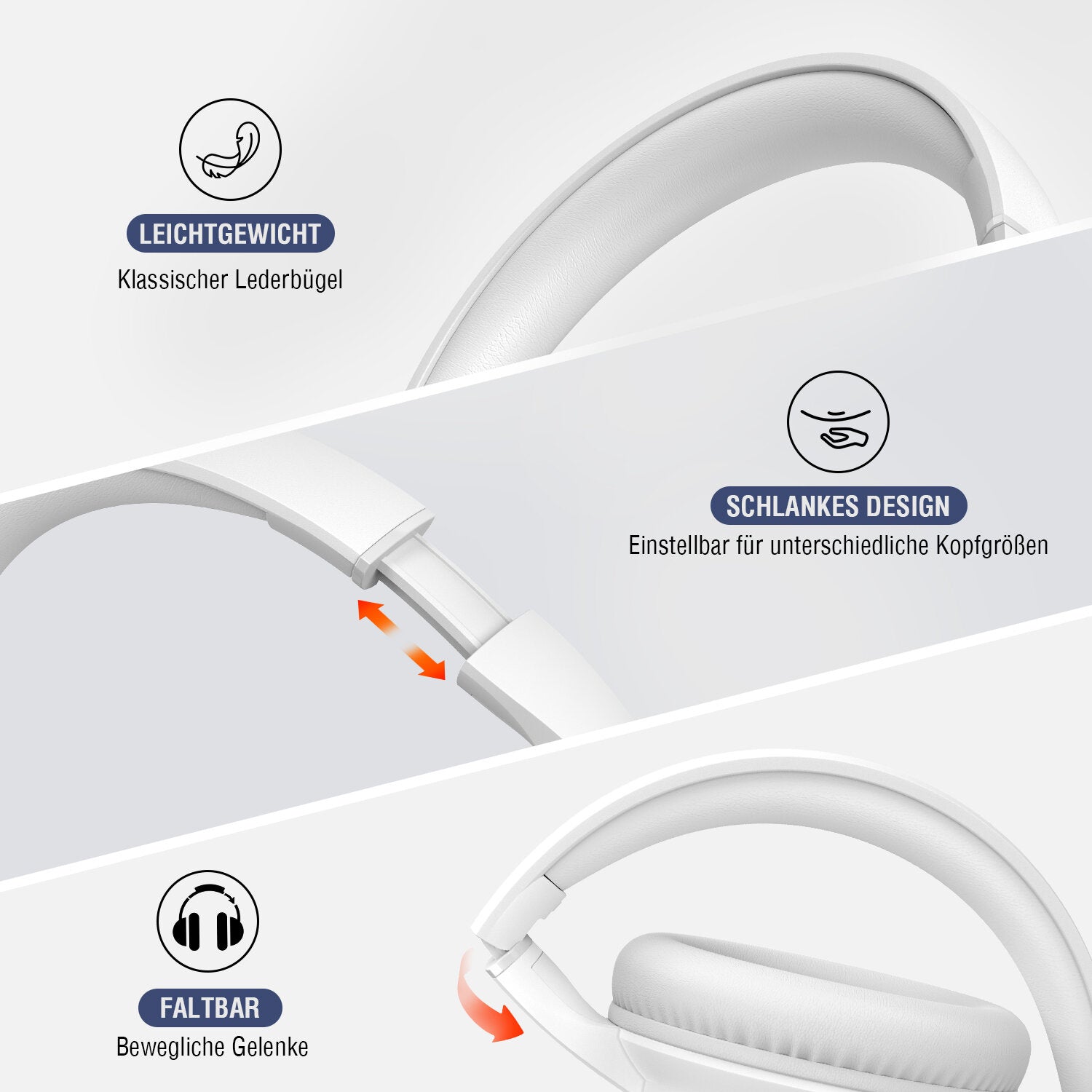 4smarts SkyBuds Wave Over-Ear Kopfhörer – Kabel + BT, 3,5 mm Klinke, USB-C, Weiss, BT 5.4