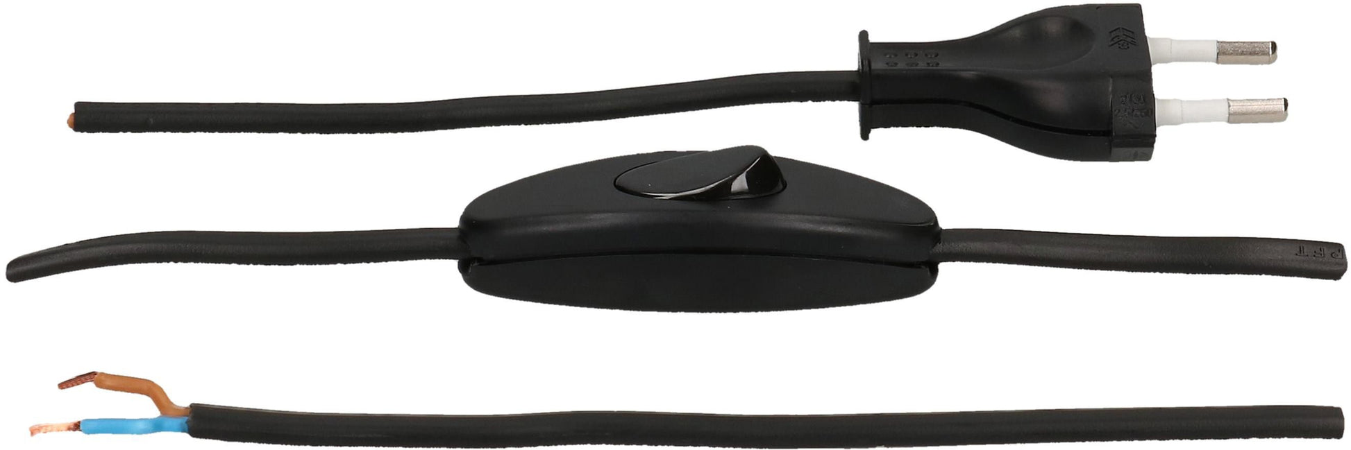 Max Hauri AG Max Hauri Netzkabel – offen–T26, 2 m, H03VVH2-F, 2×0,75 mm², Schwarz